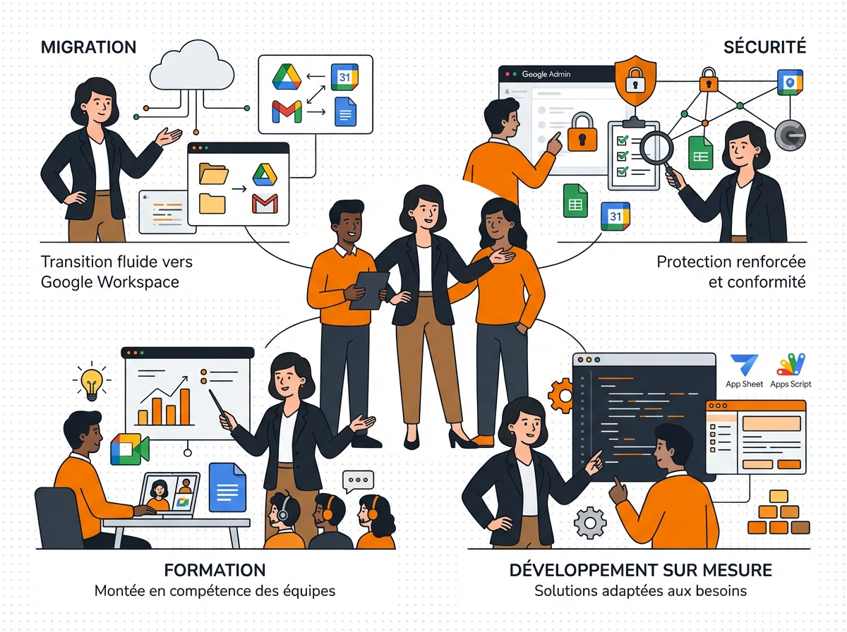 Services Google Workspace pour entreprises BFC - migration, sécurité, formation et développement